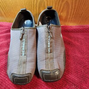 Merrell Barrado Sport Zip Up Canvas Shoes Womens Size 9 Canteen/Eggshell Blue